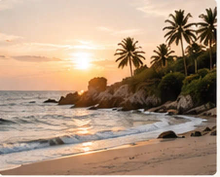 Praia ao pôr do sol